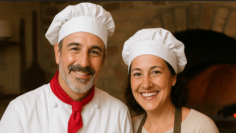 Marco and Sofia Rossi, founders of CrustCraft